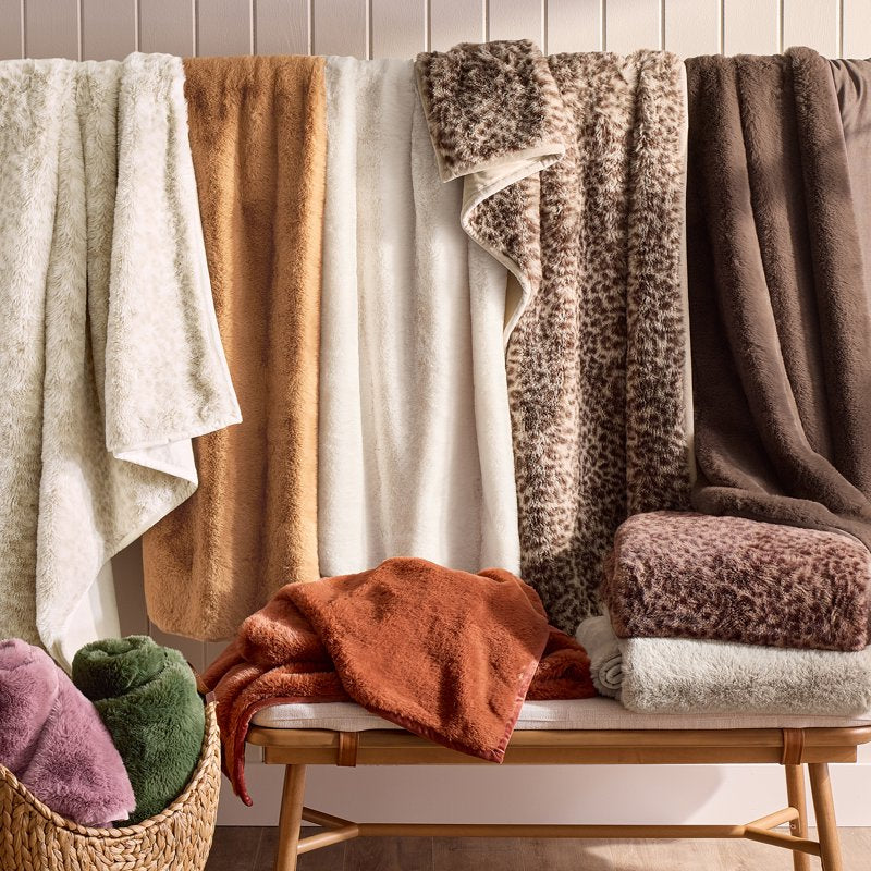 Brown Leopard Faux Fur Oversized Throw Blanket 50x72 Inches