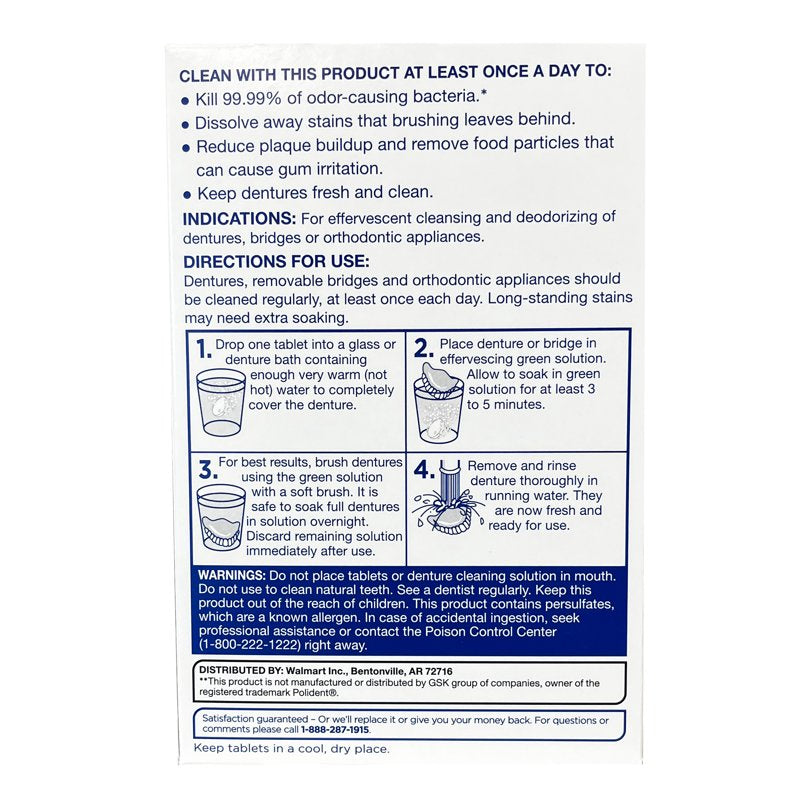 Antibacterial Denture Cleanser Tablets - Mint Fresh, 84 Count