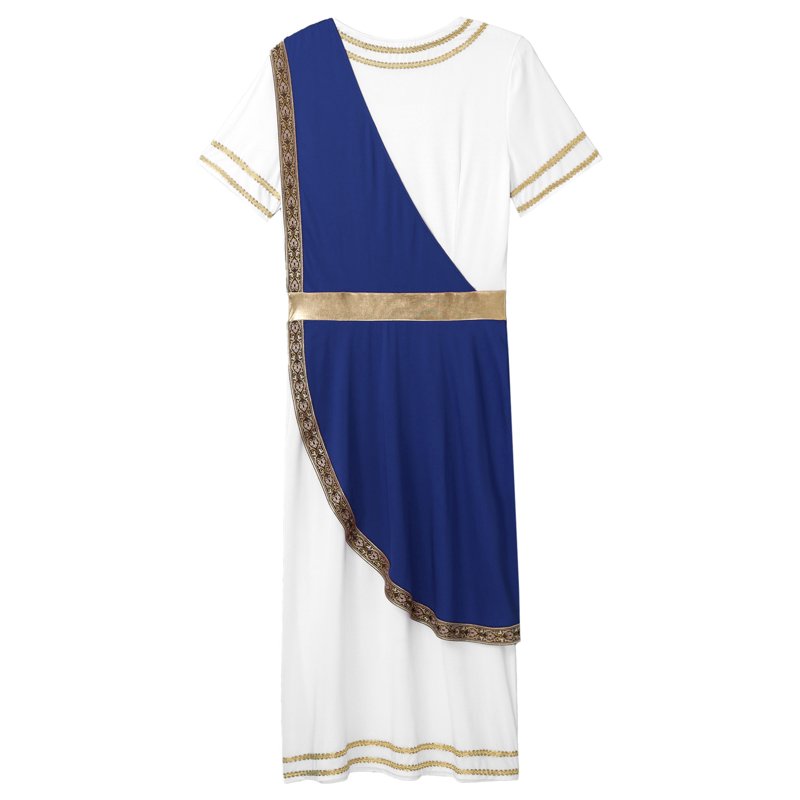 Mens Greek Toga Costume Short Sleeve Tunic with Belt - Blue XXL