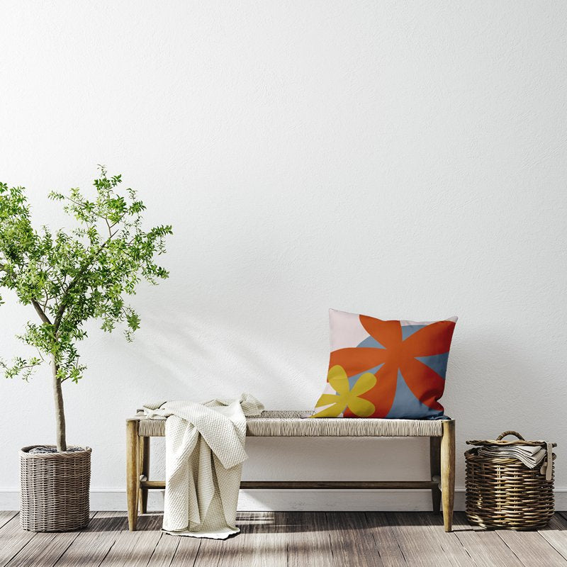 Perfect Orange Square Indoor Pillow - Bold Flower Design, 20-Inch Cushion for Sofa & Bed - Variation of THIS listing