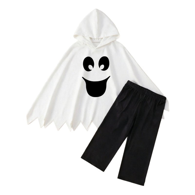 White Boys Halloween Outfit Sets - 12-18 Months Sleeveless Hooded Cape & Pants 2-Piece