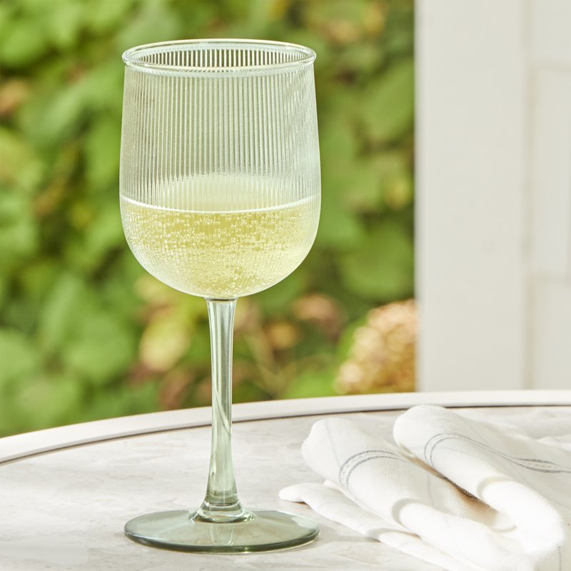 12-Ounce Green Ribbed Tritan Wine Glass - Durable & Stylish