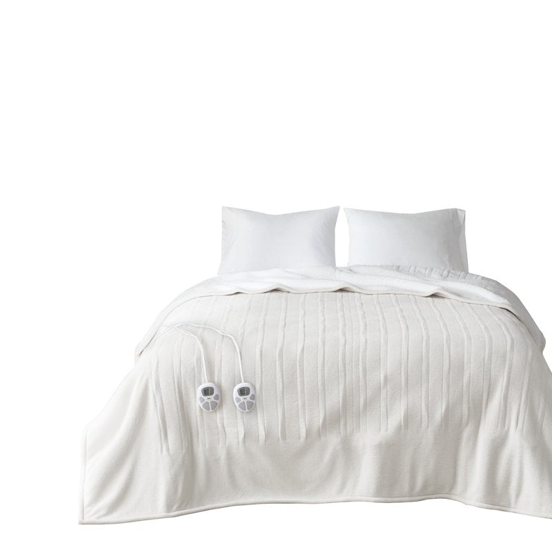 Serta Queen Ivory Fleece to Sherpa Heated Blanket - Full Size