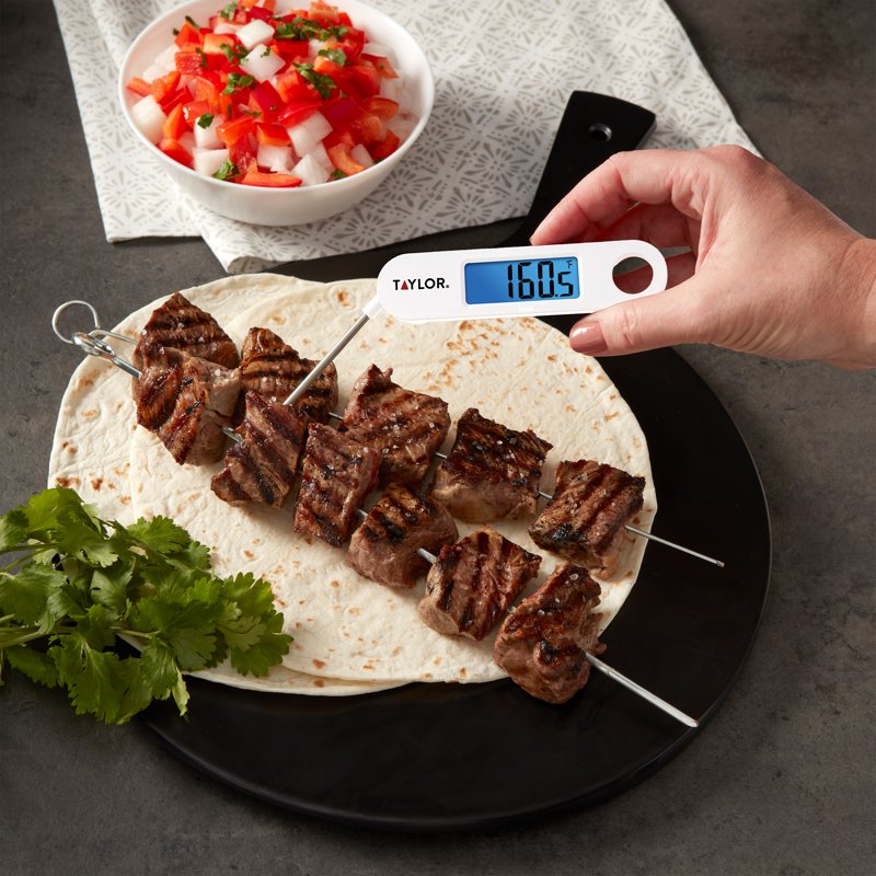 Stainless Steel Digital Folding Probe Meat Thermometer - White