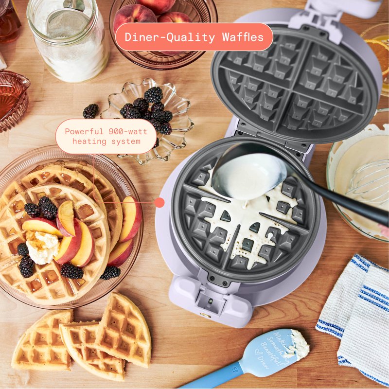 Rotating Belgian Waffle Maker - Lavender, 900W, 5 Waffles