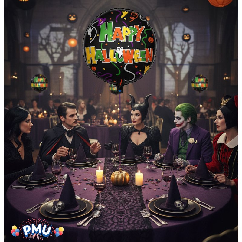 Halloween Ghost Mylar Balloon Pack - 18 Inch Colorful Foil Balloons for Parties - Happy Halloween, 10 Pack