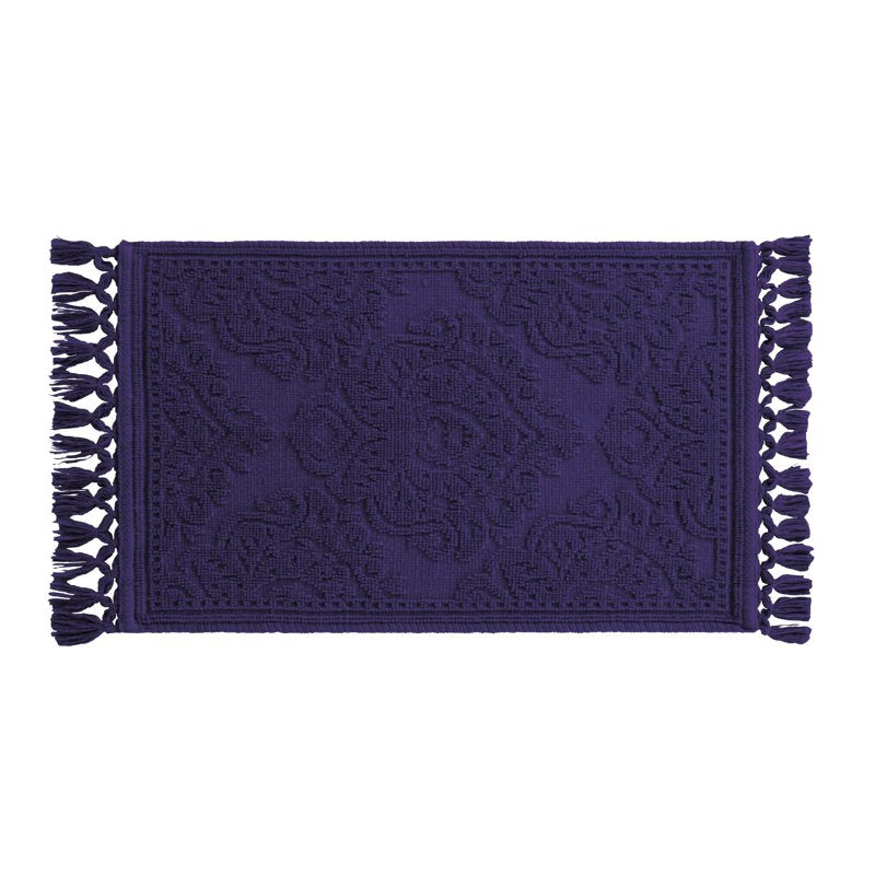 Cotton Fringe Bath Rug - 27x45 Inches, Indigo, Bohemian Style