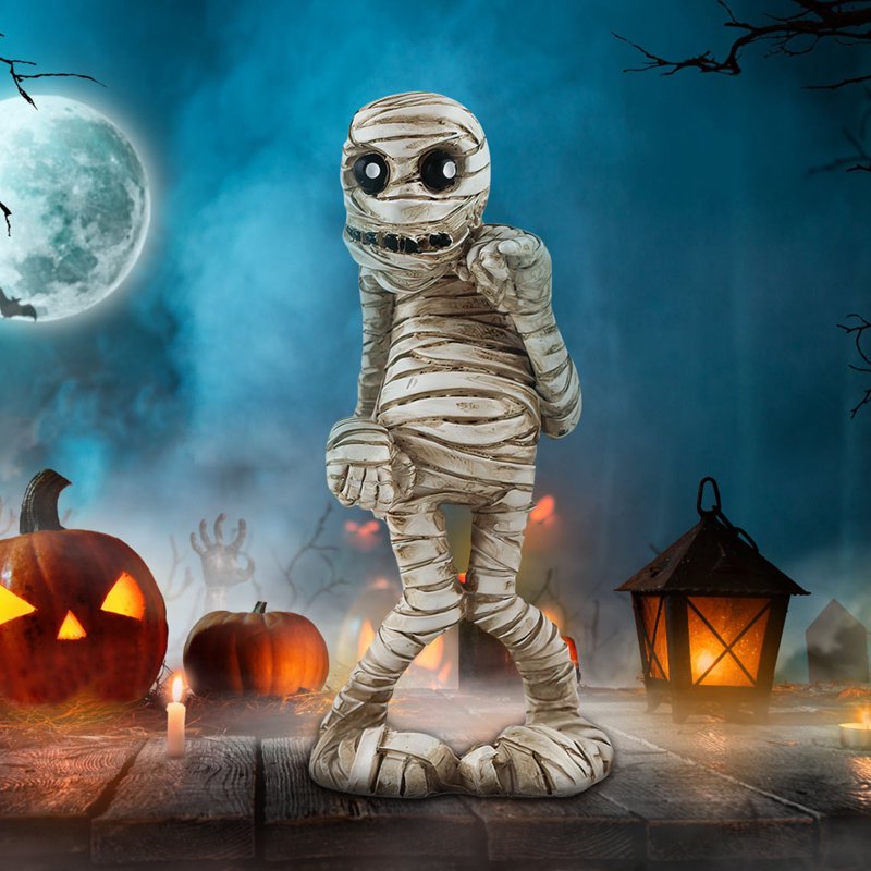 Halloween Mummy Figurines - Spooky Resin Decorations for Indoor Use