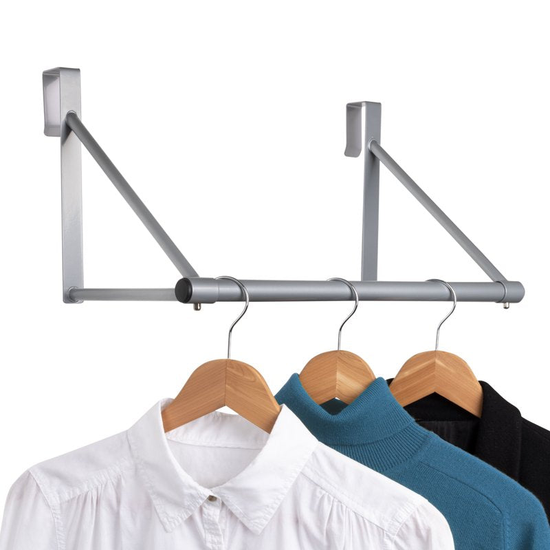 (2 Pack) Over-the-Door Hanging Organizer Rod for Closet - Silver, 17.9 in
