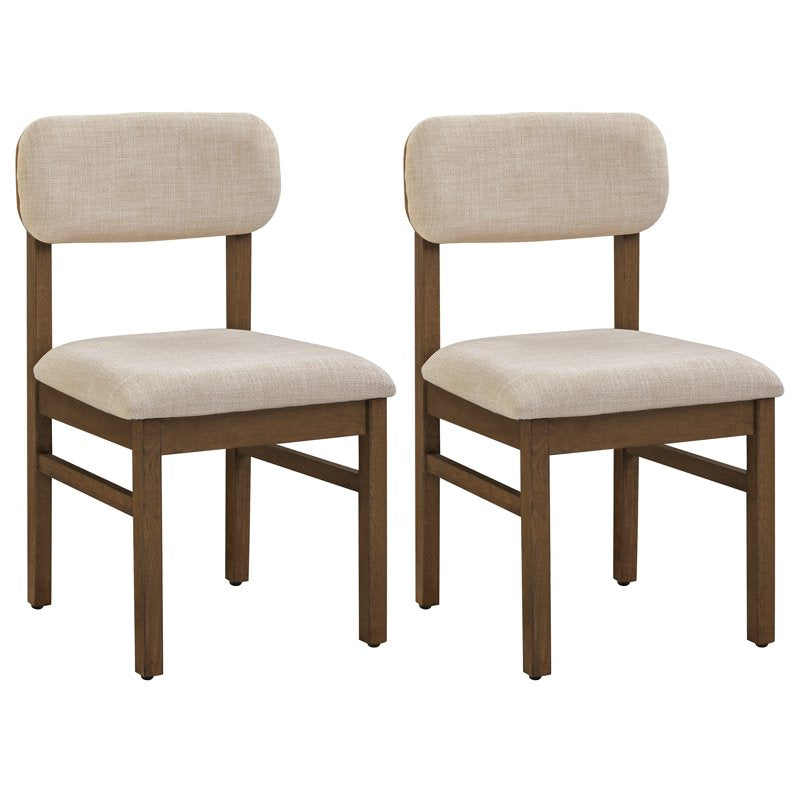 Juliet Dining Chairs Set of 2 - Walnut and Cream Upholstered