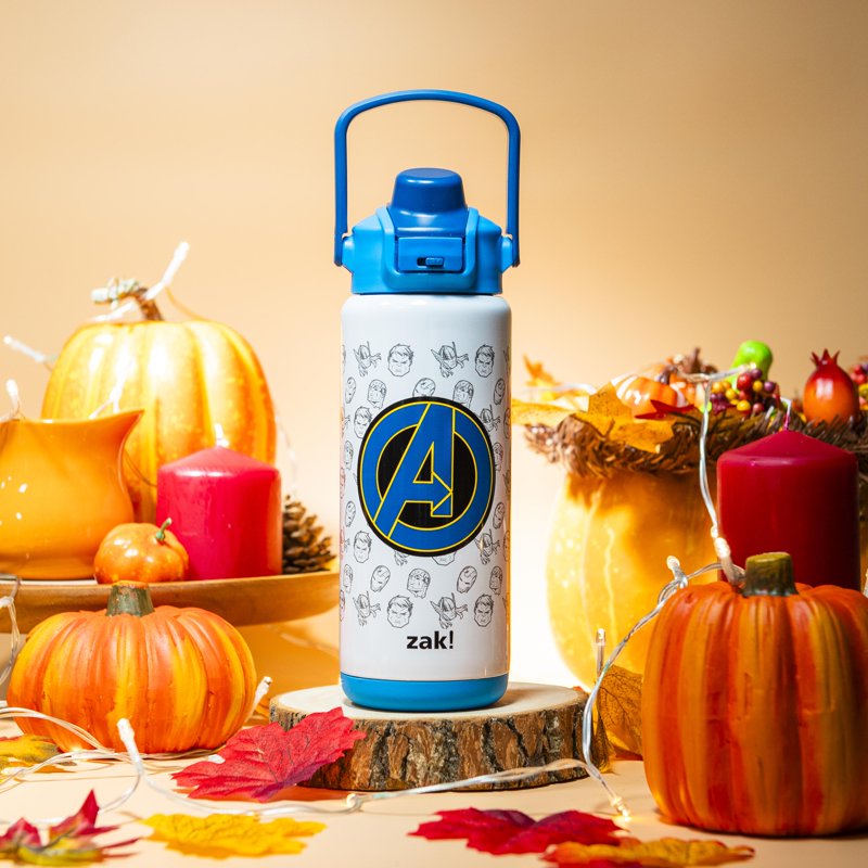 20oz Kids Straw Water Bottle - Stainless Steel Insulated Avengers White