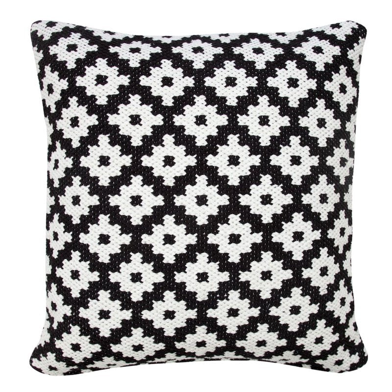 20x20 Inch Black and White Cotton Blend Pillow Cover - Ox Bay Design