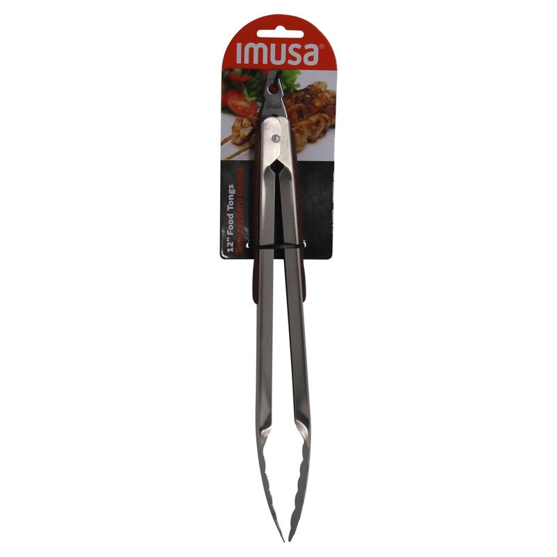 12-Inch Stainless Steel Food Tongs with Wood Look Grip