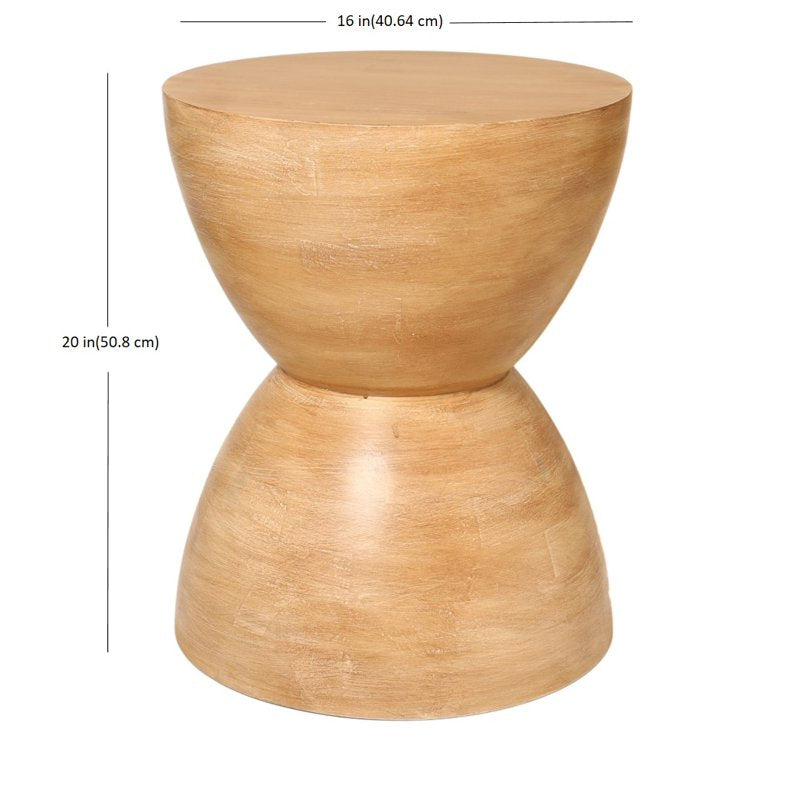Mango Wood Hourglass End Table - Multiple Colors Available