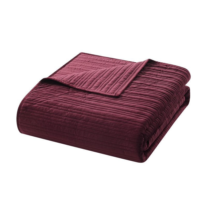 Mainstays Velvet Quilt Full/Queen Dark Red - Soft Microfiber Bedding