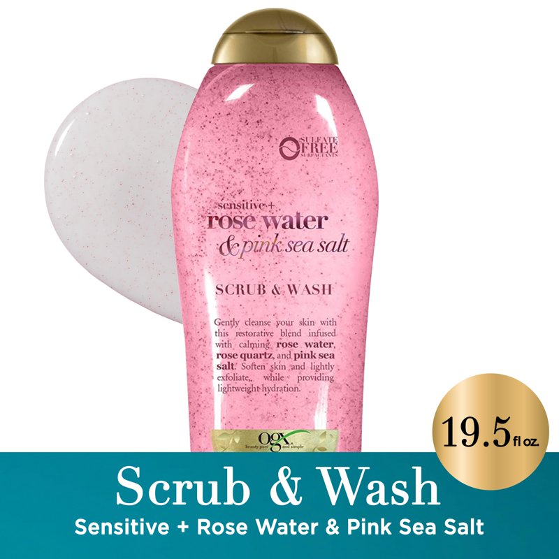 Rose Water & Pink Sea Salt Exfoliating Body Scrub for Sensitive Skin
