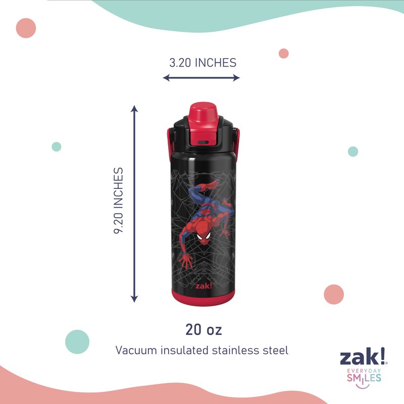 Spiderman 20oz Stainless Steel Water Bottle - Black