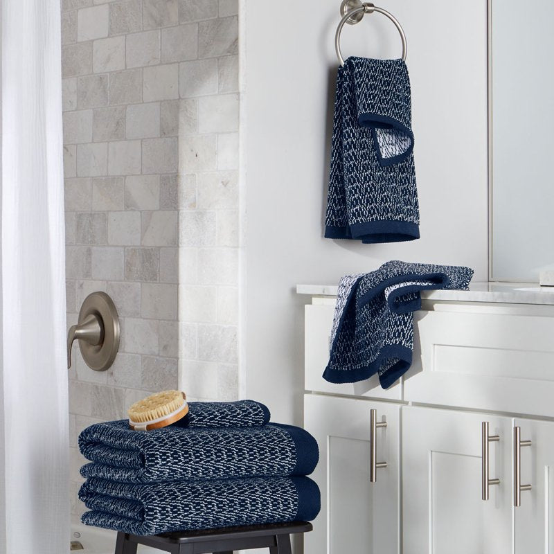 Better Homes & Gardens 6-Piece Cotton Melange Bath Towel Set - Blue Admiral - Includes 2 Bath Towels, 2 Hand Towels, 2 Washcloths