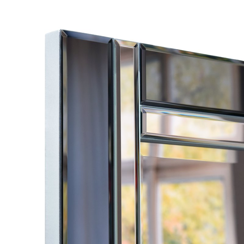 Rectangular Charcoal Gray Wall Mirror with Beveled Frame 24x36 Inches
