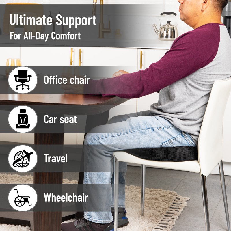 Memory Foam Seat Cushion with Air-Cloud Technology - Black