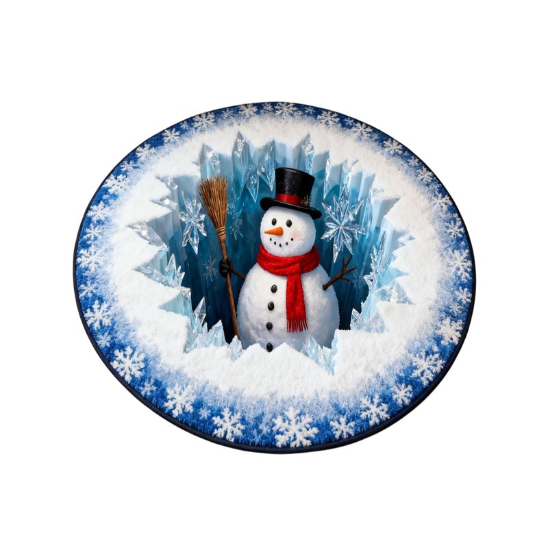 Christmas Round Rug - 3D Snowman Washable Non-Slip Holiday Carpet - 40x60cm - Variation 3