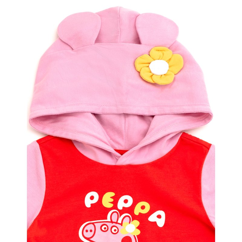 Peppa Pig Toddler Girl Hooded Cosplay T-Shirt - Red/Pink 4T