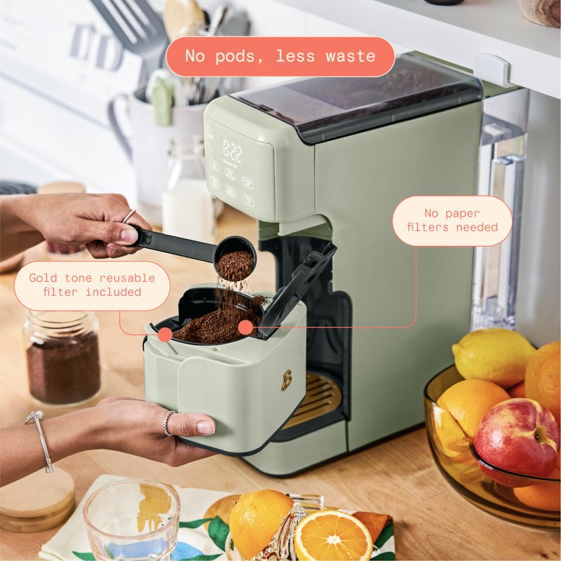 Programmable Single Serve Coffee Maker with Burr Grinder - Sage Green