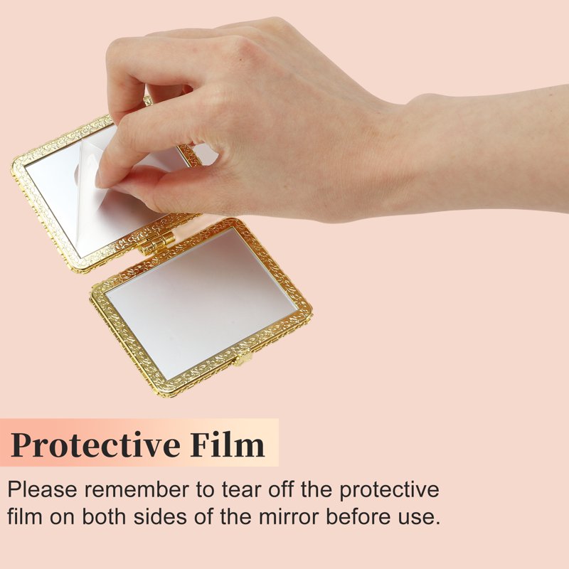 Floral Compact Pocket Mirror - Lightweight Metal Travel Mirror