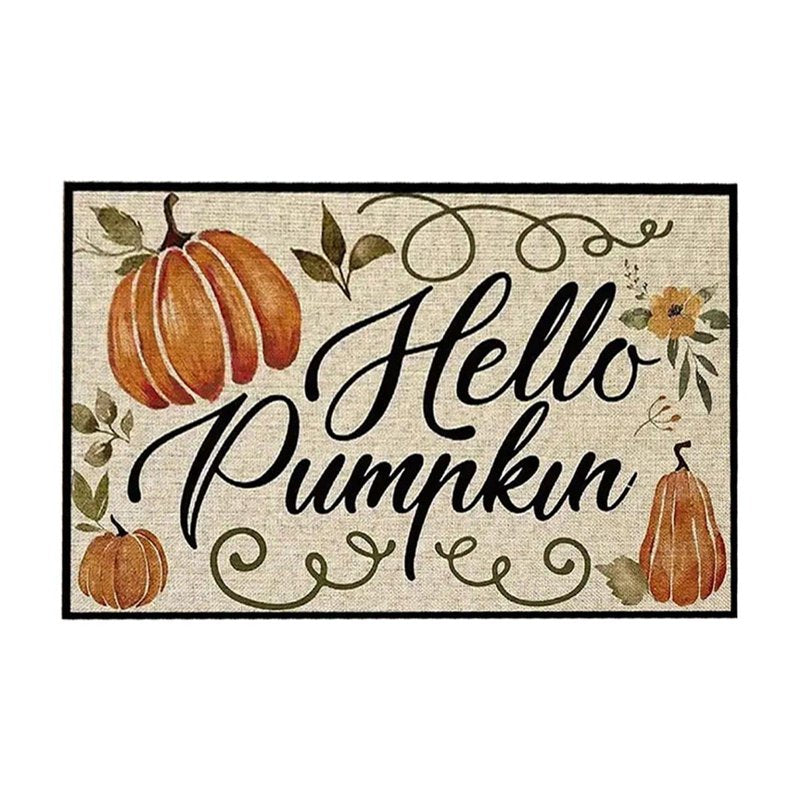 Thanksgiving Pumpkin Doormat - Fall Hello Pumpkin Front Door Mat (M)