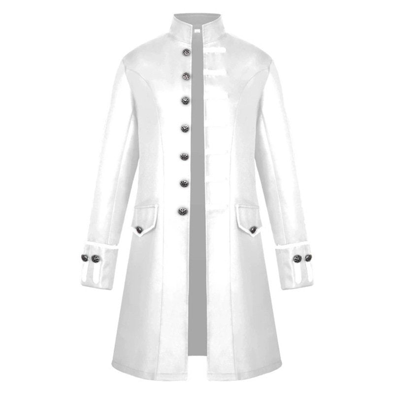 Mens Steampunk Tailcoat Goth Jacket Vintage Renaissance Costume White L Variation
