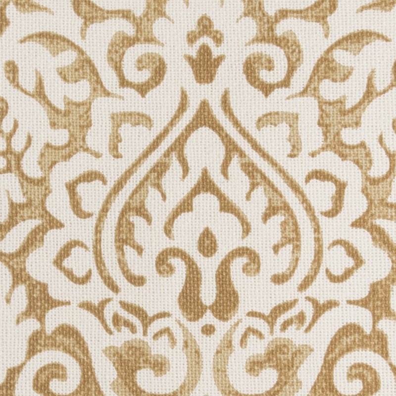 Polyester Cotton Damask 22x22 Inch Pillow Cover in Gold and Natural - Contemporary Style