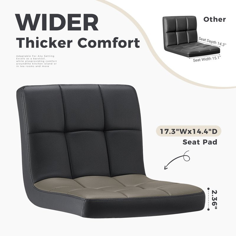 Adjustable Swivel PU Leather Bar Stools - Set of 2, Black