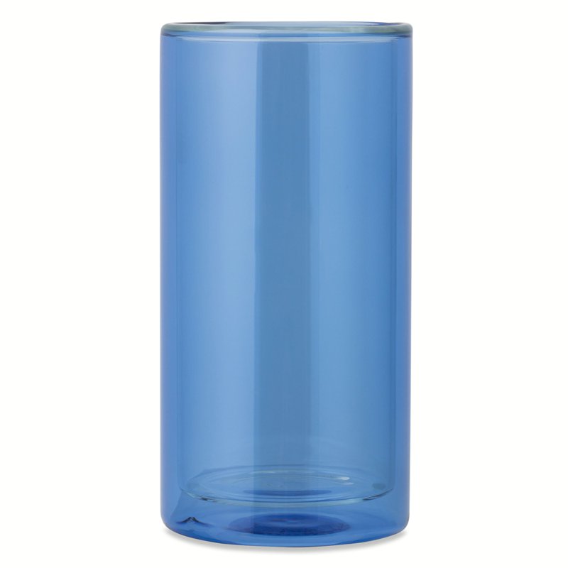 16 fl oz Blue Double Wall Drinking Glass Set - 2 Pack
