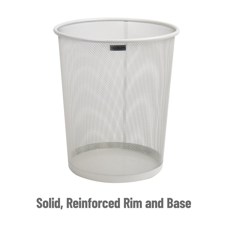 Metal Mesh Trash Can Set - 16.65L, Round Waste Basket, White