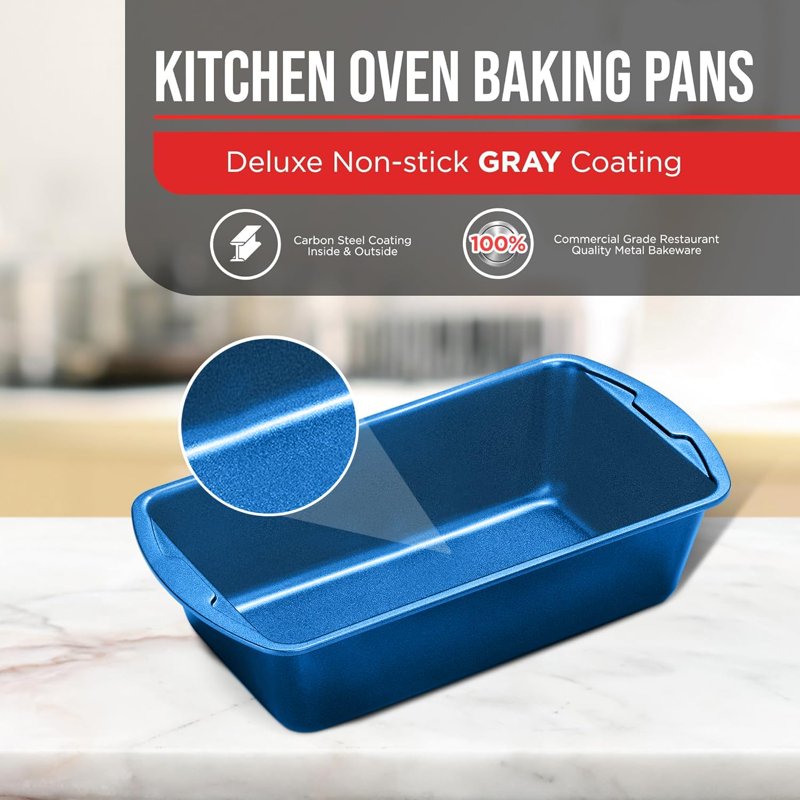 Nonstick Loaf Pan Set - 4 Pack, Carbon Steel 11" Blue Marble
