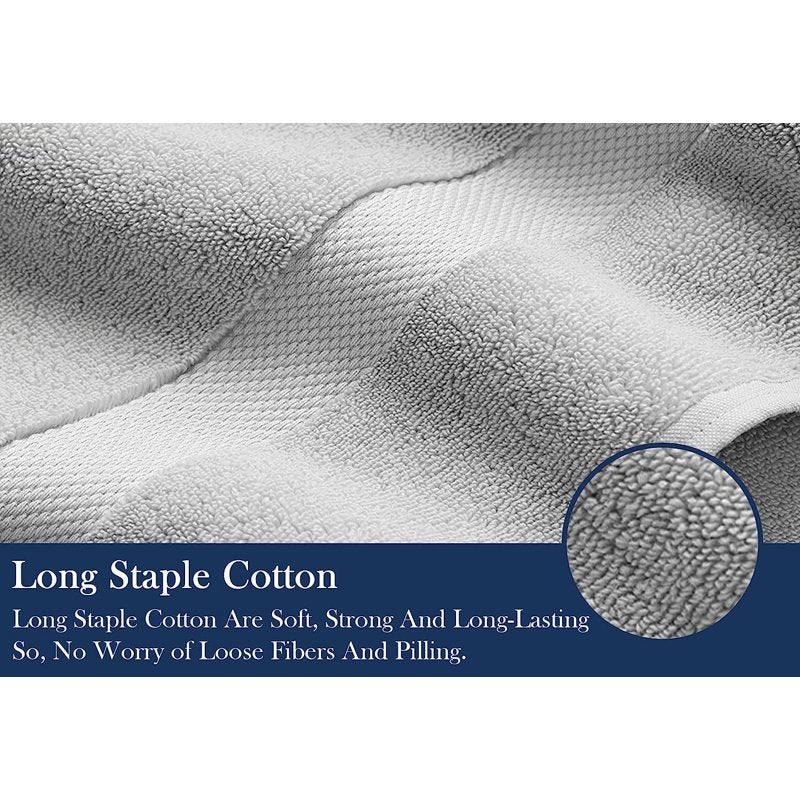 Delara Organic Cotton Towel Set - Light Gray, 10 Pieces, 650 GSM Plush, Quick Dry & Ultra-Absorbent