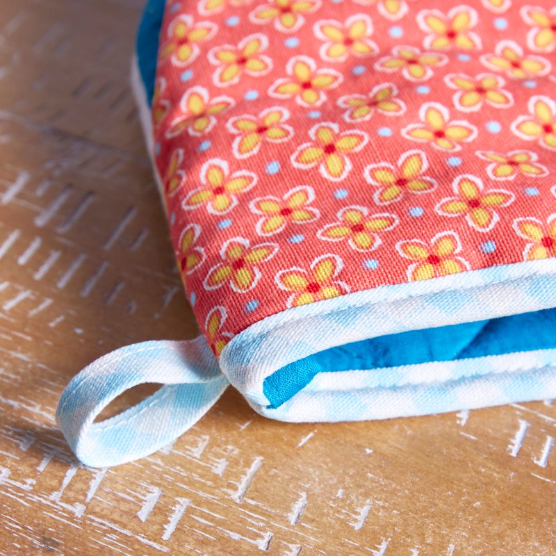 Mini Oven Mitt Set - Multicolor Cotton & Polyester, 2 Piece