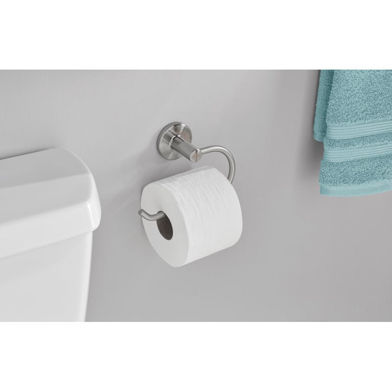 (3 Pack) Mainstays Modern Round Toilet Paper Holder, Satin Nickel - Wall Mount Bathroom Accessory