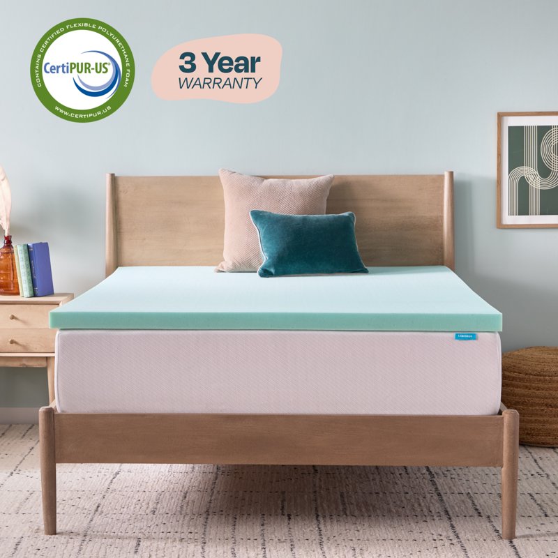 Full 2-Inch Cooling Gel & Green Tea Infused Memory Foam Mattress Topper
