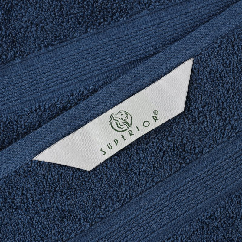 Organic Cotton Bath Towel Set - Navy Blue 2-Piece, Medium Weight, Soft & Absorbent