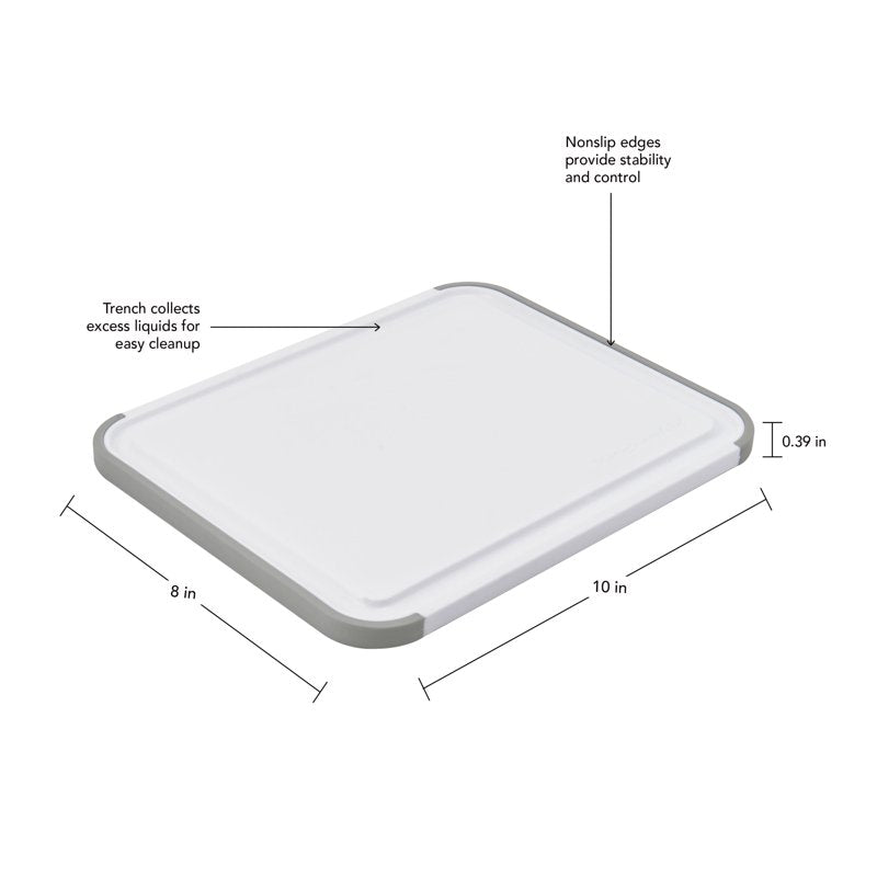 Nonslip Plastic Cutting Board - 8x10 Inch, White