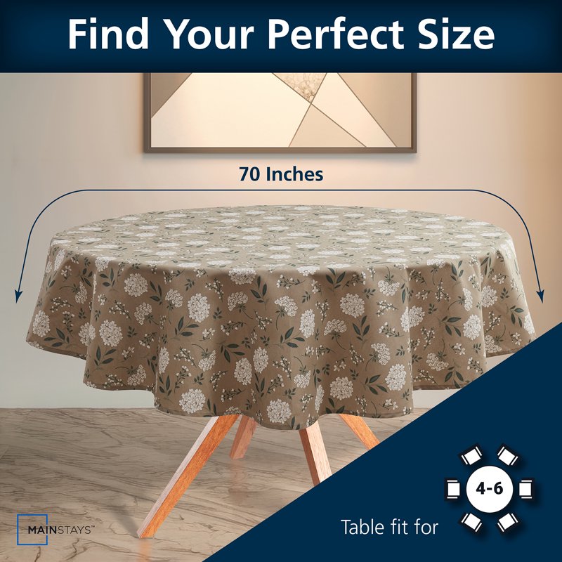 Floral Tablecloth 3 Pack - 70" Round Hydrangea Design