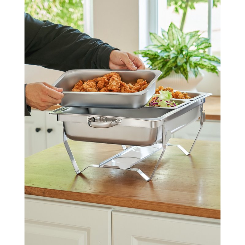 8Qt Stainless Steel Chafing Dish Buffet Set - 4 Pack, 1/3 Size Pan