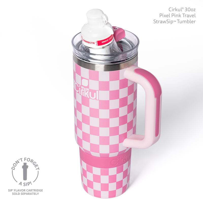 30oz Travel StrawSip Tumbler - Insulated Stainless Steel - Pixel Pink