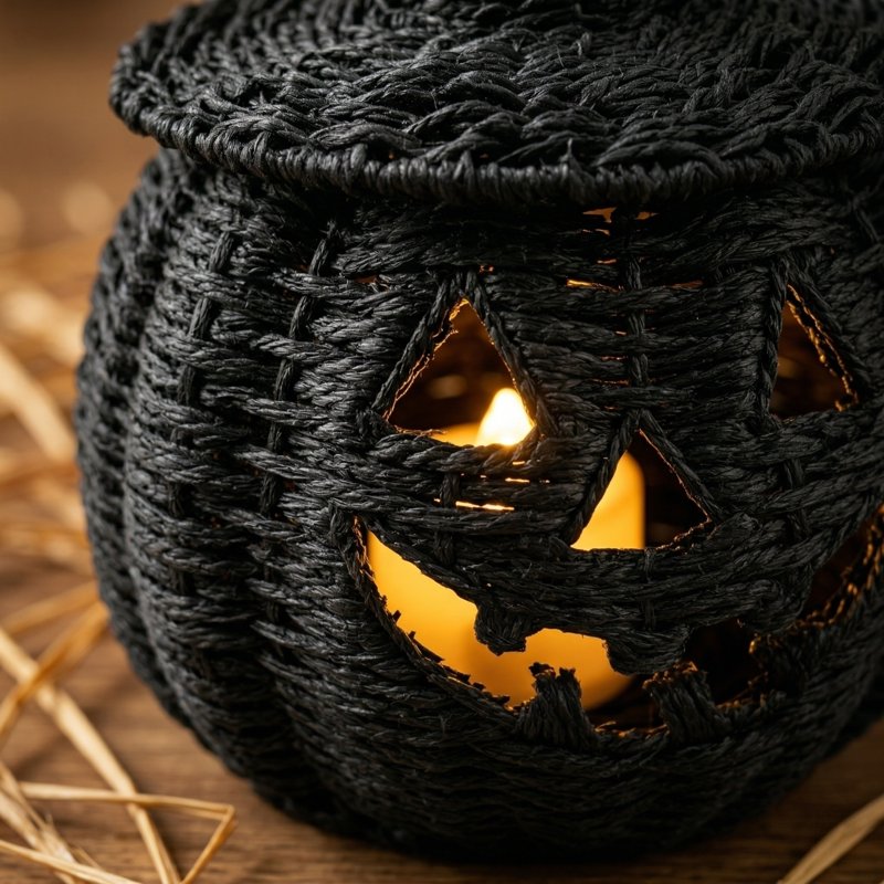 Halloween Pumpkin Jack-O'-Lantern Basket with Detachable Witch Hat Lid - 11 Inch