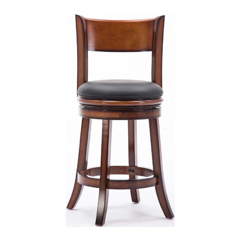 24" Swivel Counter Stool - Chestnut Fruitwood with Faux Leather Seat