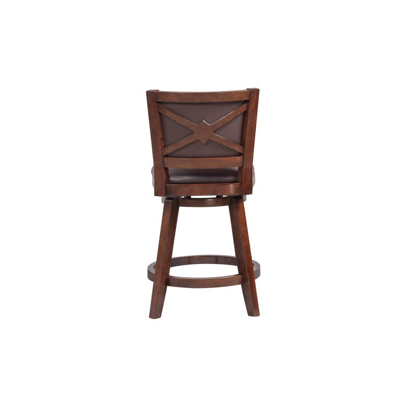 29-Inch High Back Swivel Wood Bar Stool - Cappuccino Finish