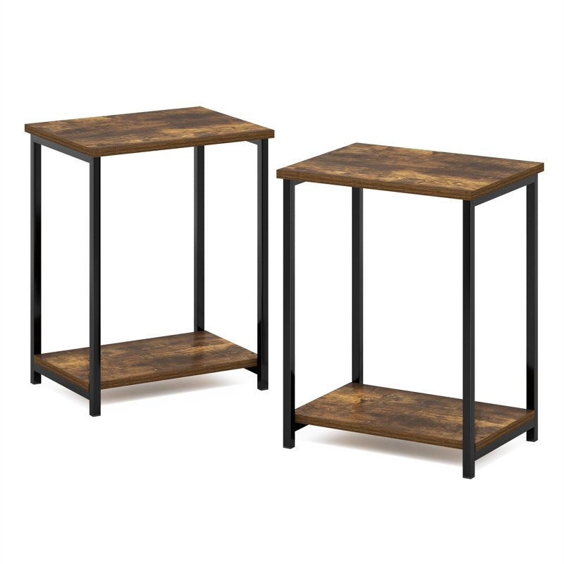 Industrial Metal Frame End Table Set - 2-Pack, White