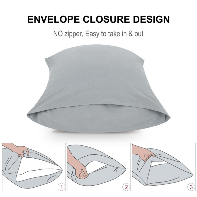 Microfiber Pillowcases 2-Pack - Standard Light Grey Bedding Set
