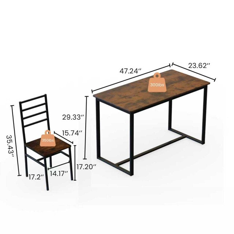 Modern 5-Piece Dining Table Set for 4 - Dark Walnut